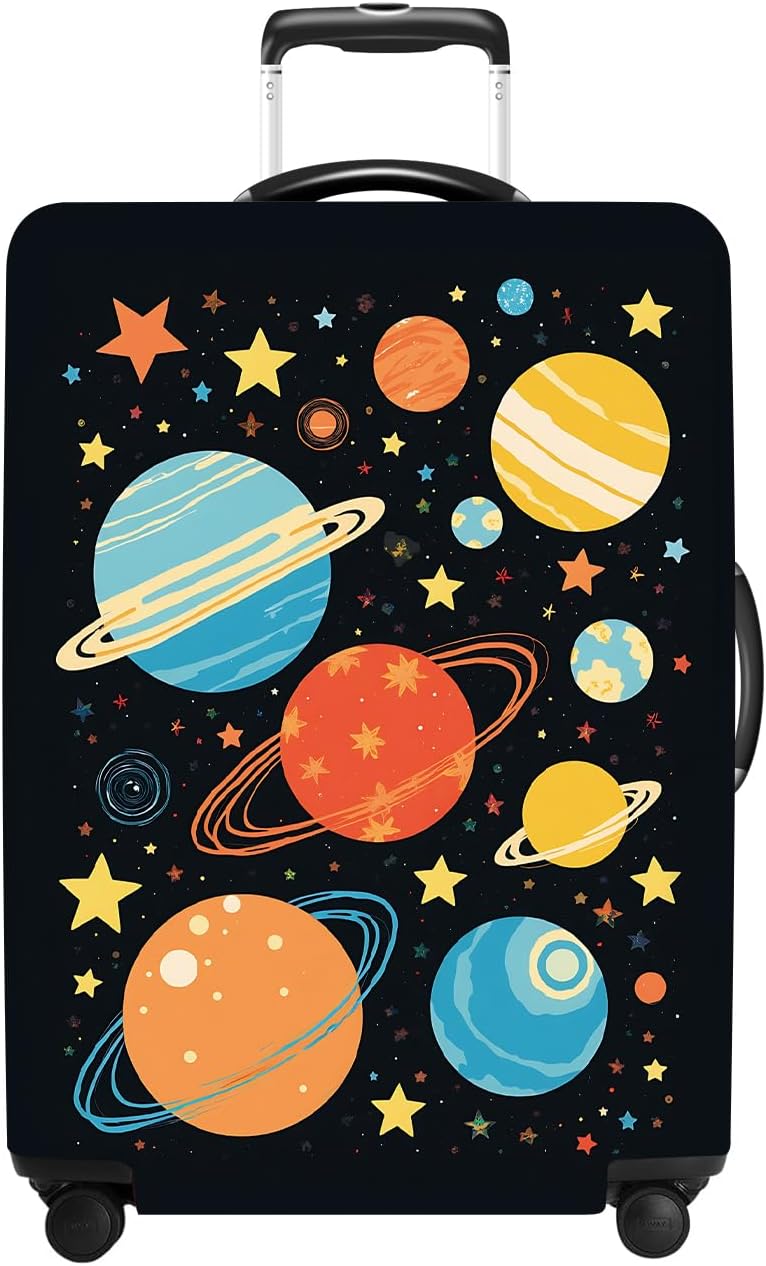 Planet Luggage Cover Washable Suitcase Protector Anti-Scratch,Stretchable Fit for 20-34Inch Luggage Durable Travel Bag Cover with Zipper Closure