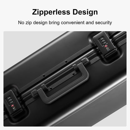 LEVEL8 Gibraltar Aluminum Zipperless Luggage 20 Inch, Hardside Carry on Suitcases with Wheels Tsa Lock, 8 Spinner Wheels, Dark Grey