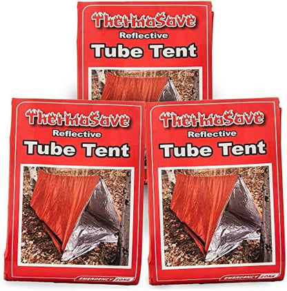 Emergency Zone Reflective & Green Survival 2 Person Tube Tents. Available in 1, 2, 3, 48 Packs. (Orange/Reflective, 3)