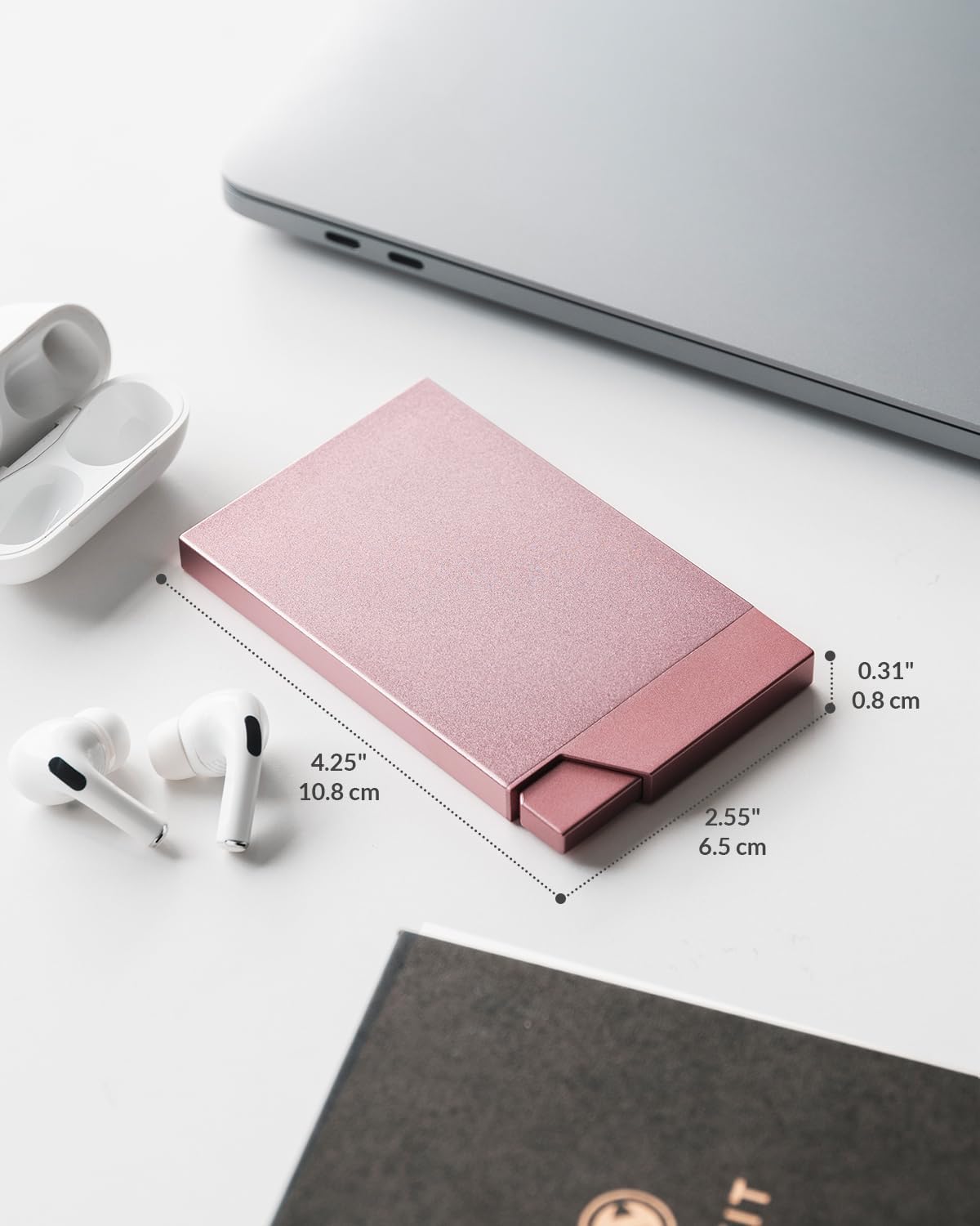 VULKIT Pop up Card Holder Minimalist Credit Card Holder RFID Blocking Slim Metal Card Case for Men or Women(Rose Gold)