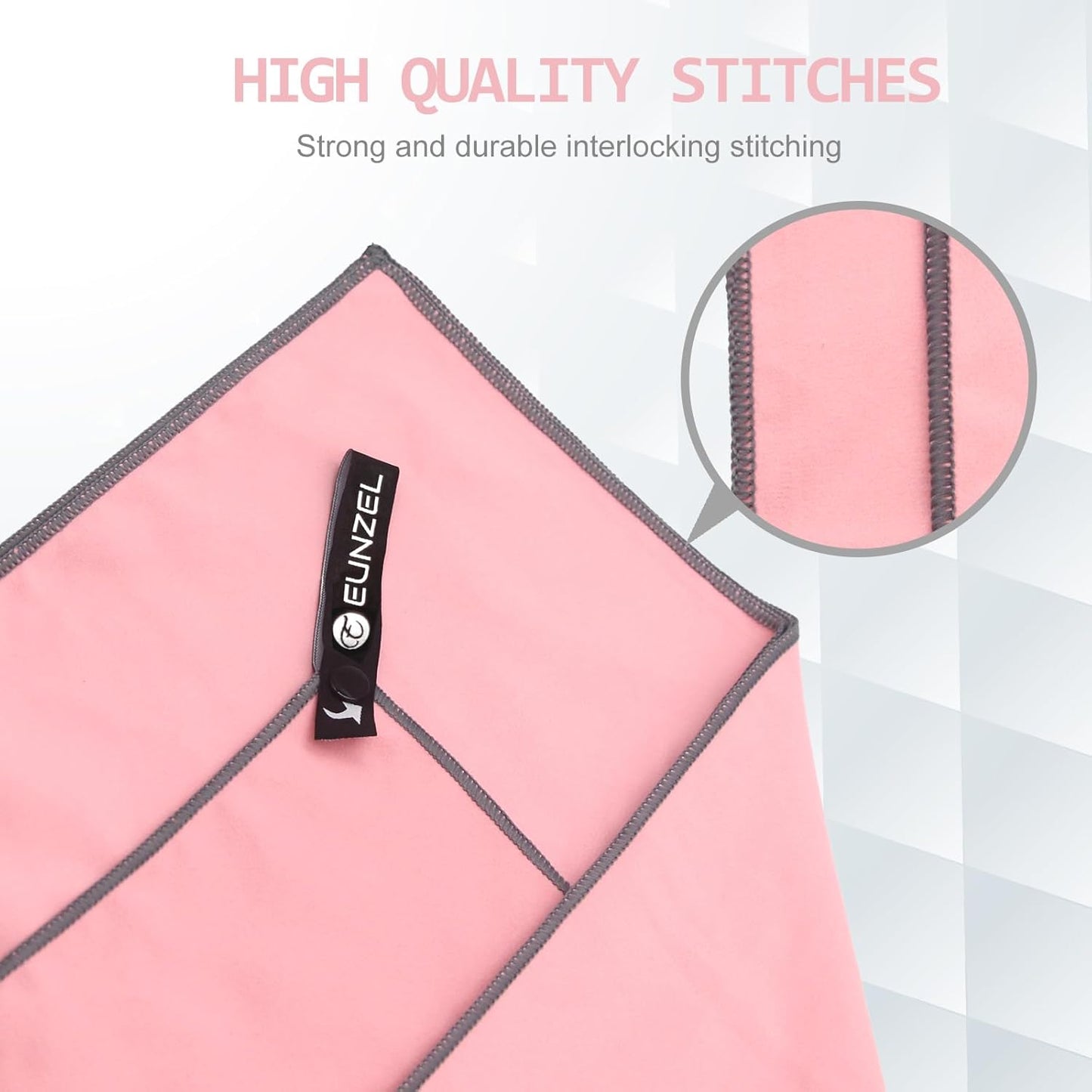 Eunzel Quick Dry Camping Towel, Microfiber Travel Towel 3 Size at 1 Pack,Fast Drying Towel Set for Camping, Beach, Gym, Sports, Yoga & Swimming Pool, Pink