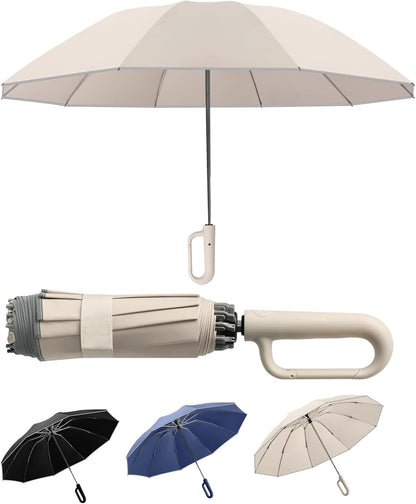 Portable Travel Umbrella, compact, durable, and windproof, reverse folding umbrella with safety reflective ring design, suitable for car and outdoor travel