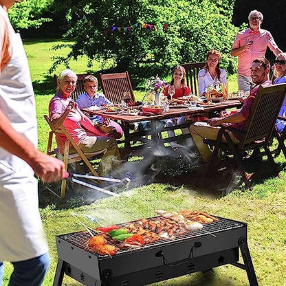 Moclever Folding Portable Charcoal Grill – Stainless Steel Mini BBQ Grill for Outdoor Cooking, Camping, Picnics, Beach, Tailgating, Compact & Easy to Carry