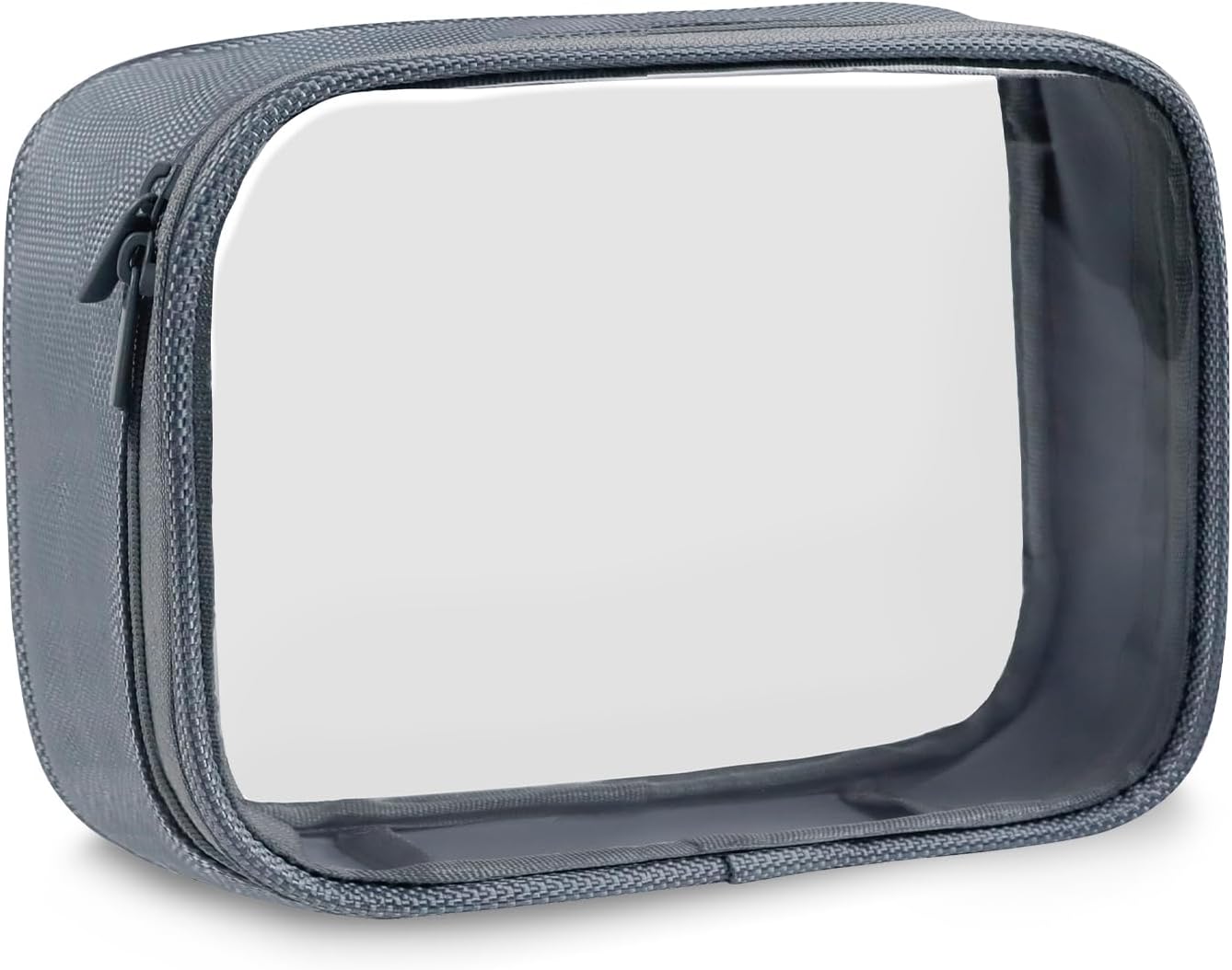 Moyad TSA Approved Clear Toiletry Bag, 1 Pack Quart Size 3-1-1 Liquids Pouch for Travel, Transparent Makeup & Cosmetic Organizer for Women Men, Grey