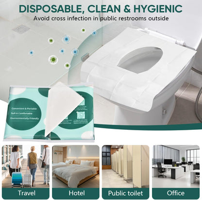 90 Pcs Disposable Flushable Paper Toilet Seat Covers Travel Supplies Essentials for Airplane, Public Restrooms, Bathroom, Hotels, Camping, Kids or Adults
