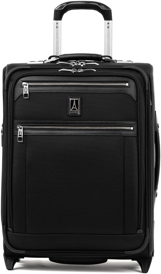 Travelpro Platinum Elite Softside Expandable Carry on Luggage, 2 Wheel Upright Suitcase, USB Port, Men and Women, International, Shadow Black, Carry On 20-Inch