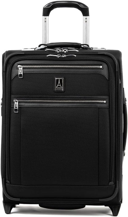 Travelpro Platinum Elite Softside Expandable Carry on Luggage, 2 Wheel Upright Suitcase, USB Port, Men and Women, International, Shadow Black, Carry On 20-Inch