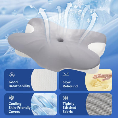 Cervical Pillow for Neck Pain Relief, Ergonomic Neck Pillow for Sleeping, Side Sleeper Pillows for Adults - Memory Foam Pillows with Cooling Case