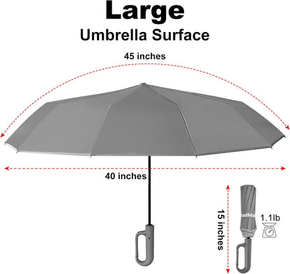 TradMall Travel Umbrella, 280T Fabric Windproof Automatic Portable Compact Folding Umbrellas for Rain with Reflective Stripe for Women and Men