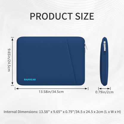 RAINYEAR Laptop Sleeve Case with Front Pocket, 13.3 Inch Protective Portable Case Briefcase Laptop Bag Cover Compatible with MacBook Air/Pro 13-13.3 inch, MacBook Pro/Max 14 inch, Navy Blue