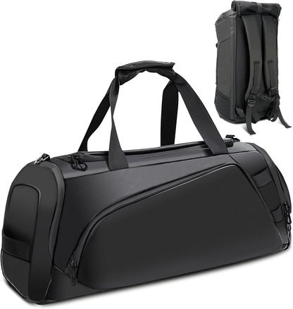 40L Travel Duffle Bag, 4-in-1 Large Gym Bag with Shoe & Wet Clothes and Laptop Compartments, Black