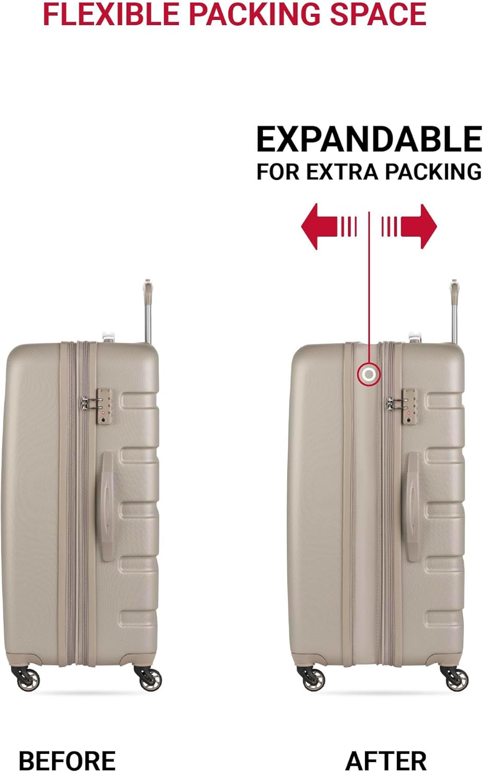 SwissGear 7366 Hardside Expandable Luggage with Spinner Wheels, Sand, Checked-Large 27-Inch