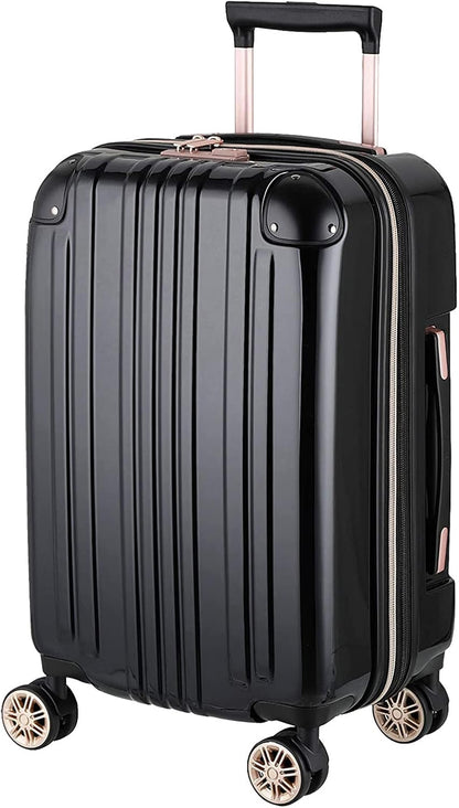 LEGEND WALKER Hardside Expandable Zipper Luggage, Carry-On, 21-inch, Black, 5122-48-BK