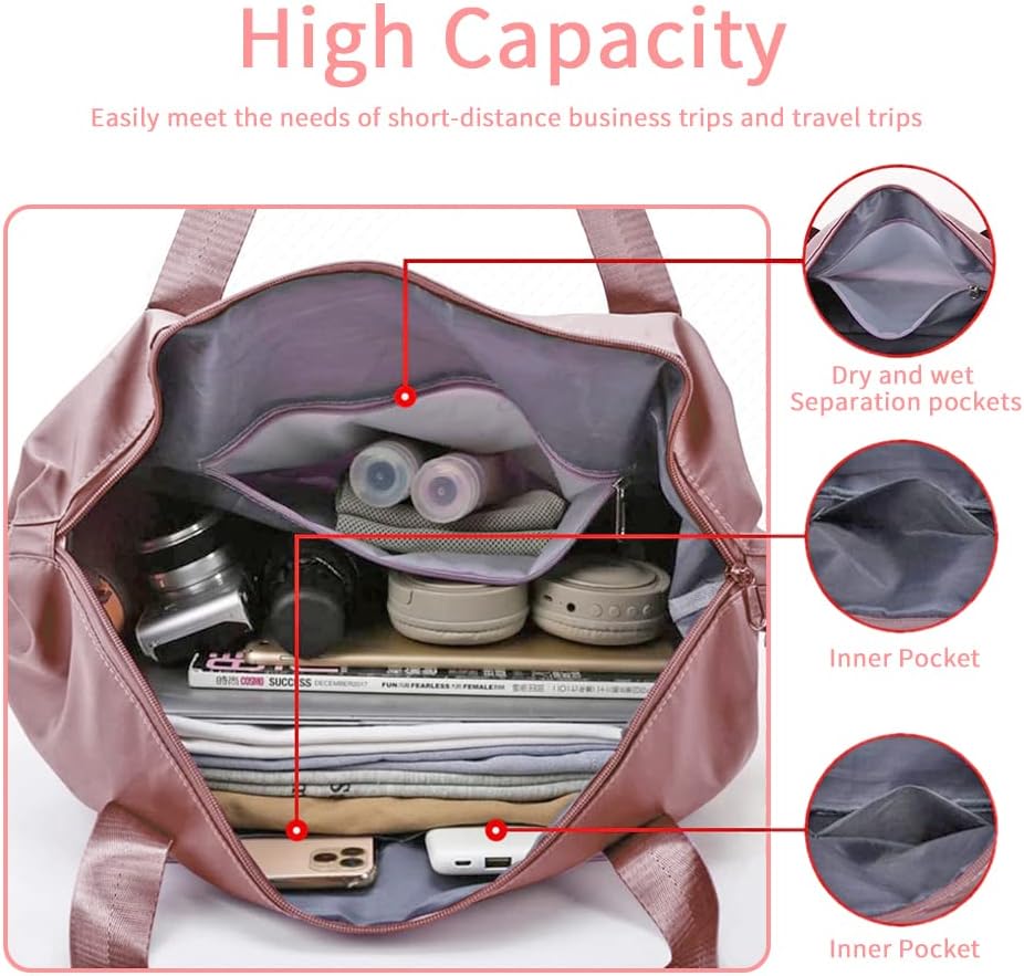 Large Capacity Foldable Travel Bag Expandable Portable Carry on Bag Dry&Wet Separation Sports Duffel Bags