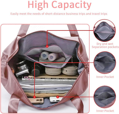Large Capacity Foldable Travel Bag Expandable Portable Carry on Bag Dry&Wet Separation Sports Duffel Bags