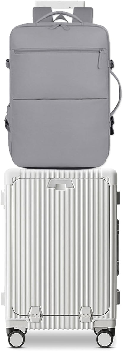 feilario 2 Piece Set 24in Aluminium Frame PC Hard Shell Spinner Wheels Luggage, Built-In TSA lock Carry on Suitcase, with Cup Holder, USB Port, Phone Holder