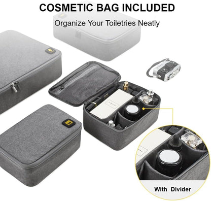 LEVEL8 4 Set Packing Cubes Travel Luggage Packing Organizers - Grey