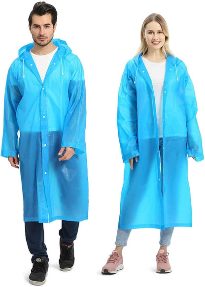 Opret 2 Pack Raincoats for Adults Reusable, EVA Rain Ponchos Lightweight Rain Coat Waterproof Rain Gear for Men and Women