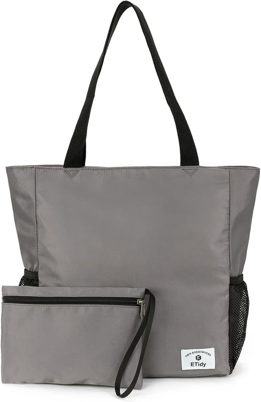 ETidy Large Capacity Foldable Tote Bag With Zipper Water-resistant SandproofWomen Beach Bag Handbag GymBag Travel ShoppingBag
