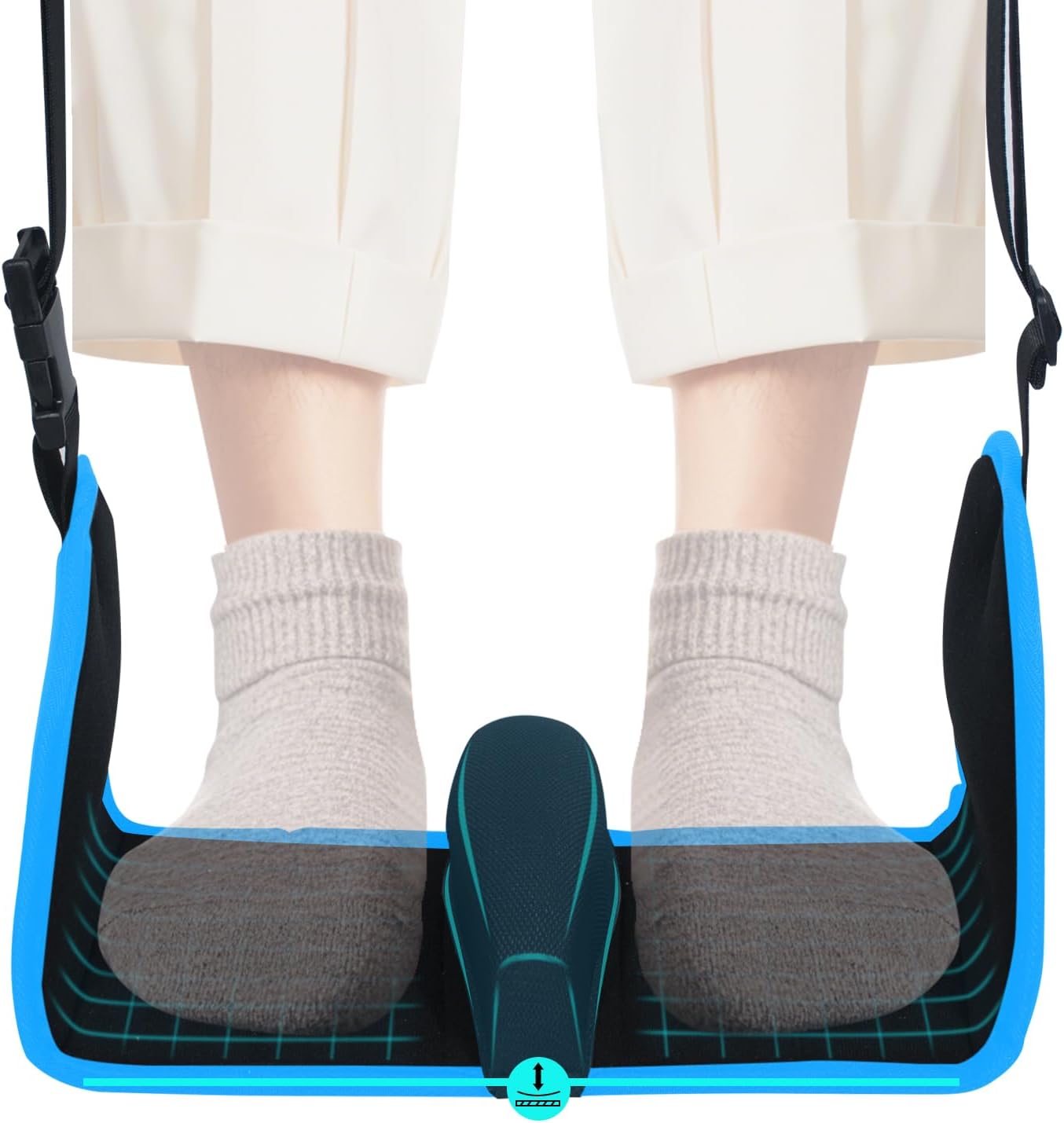 Airplane Foot Hammock, Foot Hammock for Travel Accessories with Ergonomic Removable Foot Divider Design, Airplane Foot Rest, Premium Comfortable Memory Foam & Hardboard for No Feet Clashing(Large)