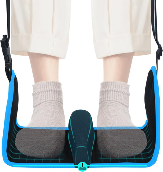 Airplane Foot Hammock, Foot Hammock for Travel Accessories with Ergonomic Removable Foot Divider Design, Airplane Foot Rest, Premium Comfortable Memory Foam & Hardboard for No Feet Clashing(Large)