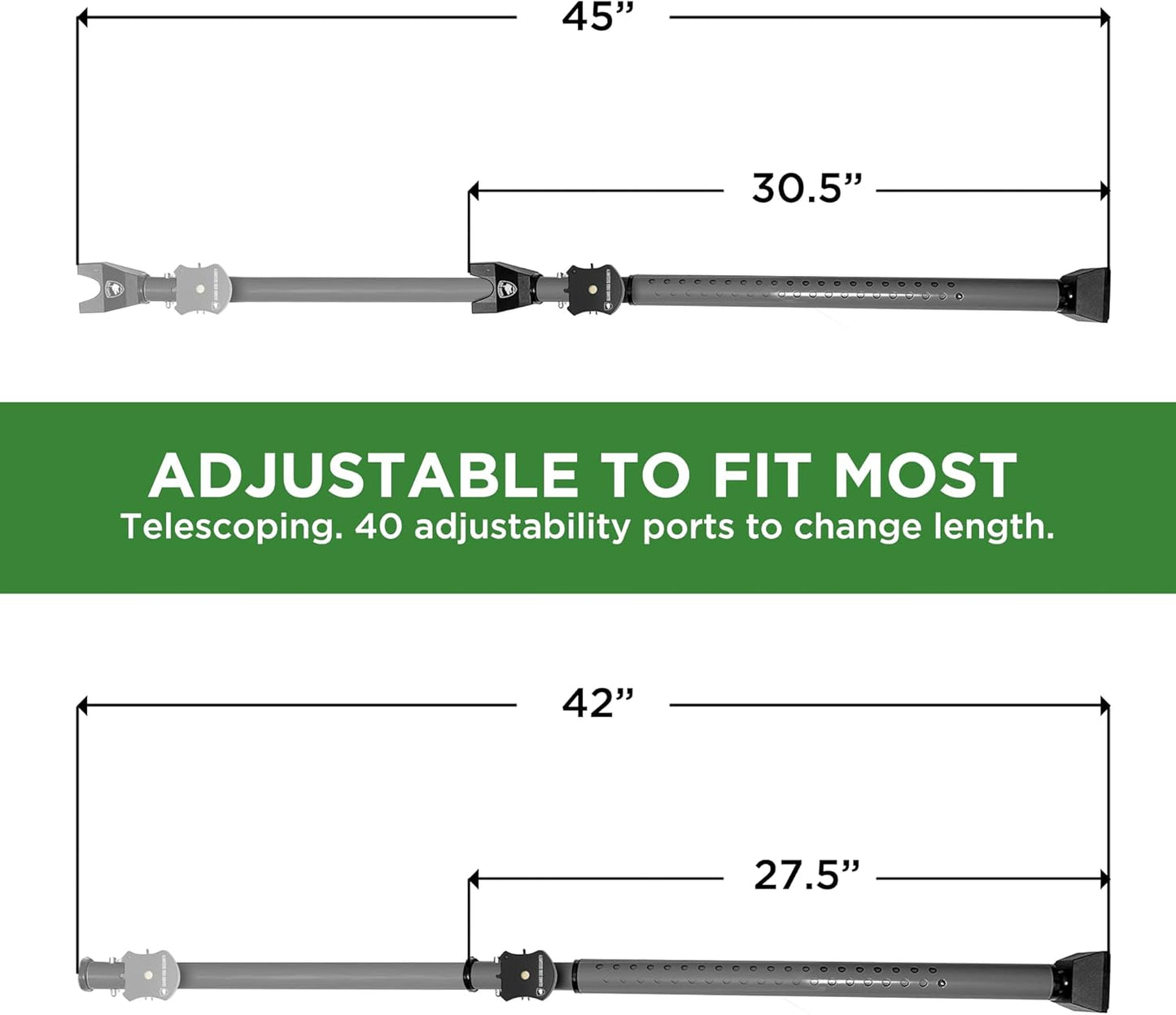 Adjustable Sliding Door Security Bar, Door Jammer 2-in-1 Adjustable Door Knob and Sliding Patio Door Stoppers Security with Alarm, 40 Different Adjustments by Guard Dog Security