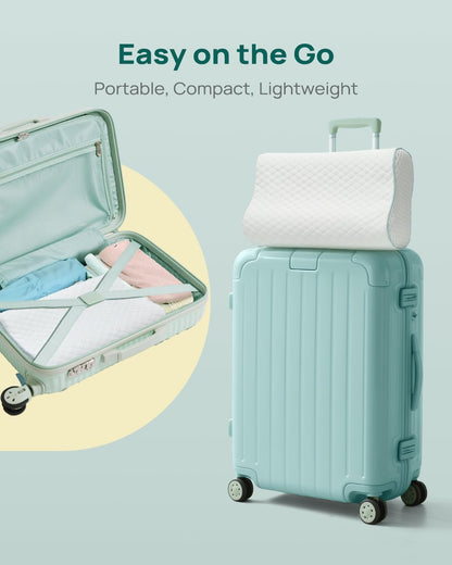 Memory Foam Neck Pillow for Pain Relief – Adjustable Contour (4 Heights), Portable & Washable – Travel Pillow for Airplane, Car, Hiking (15.7” x 11”) – No Storage Bag