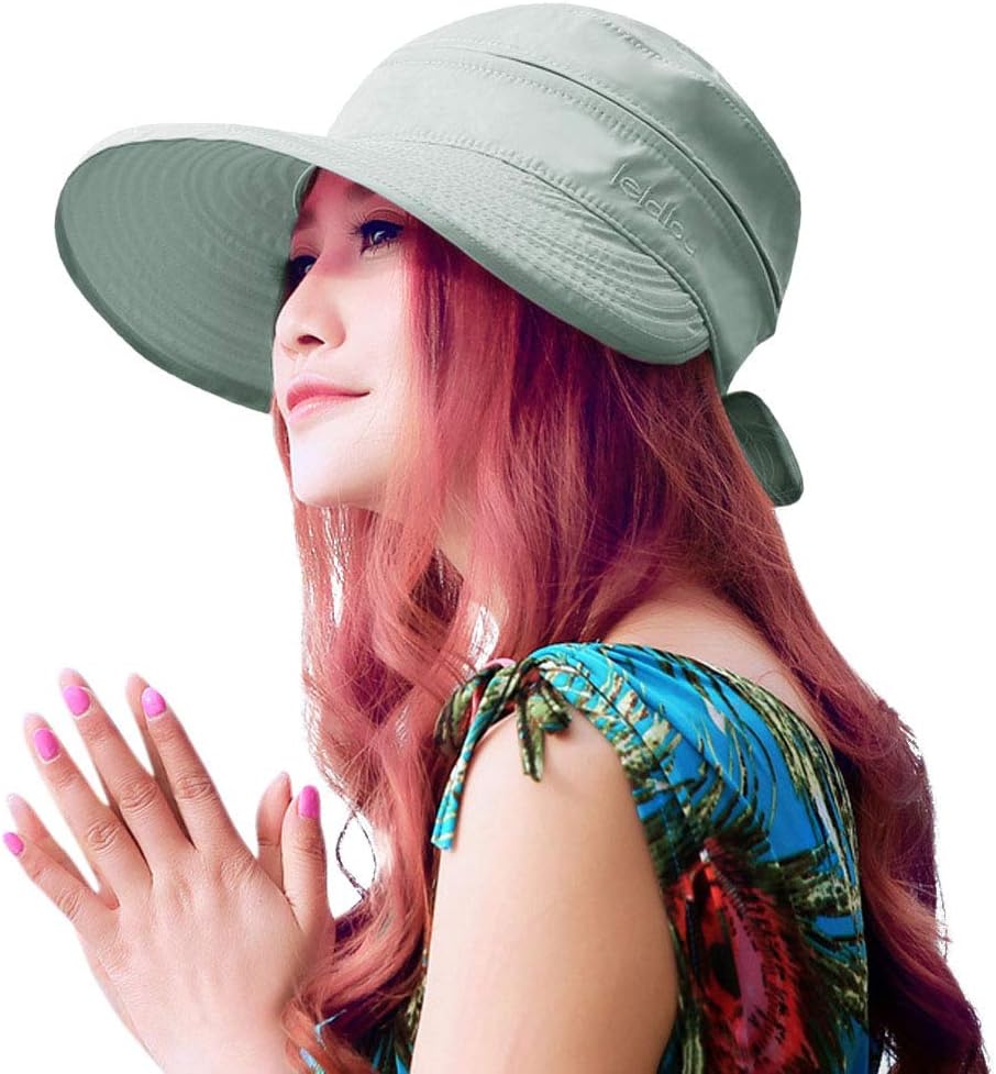 HINDAWI Sun Hats for Women with UV Protection Wide Brim Sun Hat Visor Summer Beach Outdoor Foldable Womens Cap