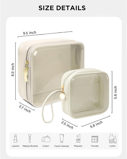 KOTORA TSA Approved Toiletry Bag with Mini Clear Makeup Bag PVC Cosmetic Bags for Women and Men, Carry on Airport Airline Compliant Bag Car Accessories for Women Men(B-Clear White)