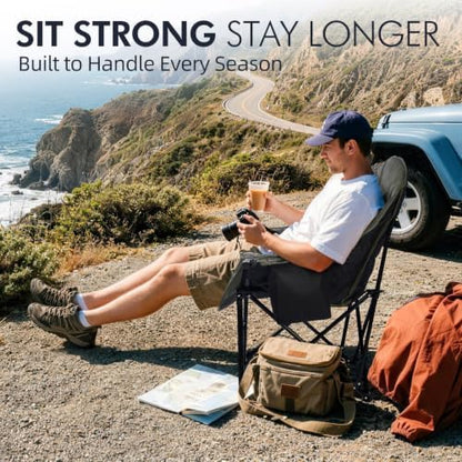 Oversized Camping Chairs for Adults - Heavy Duty Padded Outdoor Camp Chair