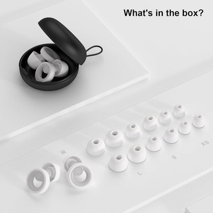 Ear Plugs for Sleeping Noise Cancelling 2 Sets, Reusable Earplugs Hearing Protection 30dB, Soft Silicone Ear Plugs for Concerts, Party, Focus - 8 Pairs Ear Tips in XS/S/M/L - White