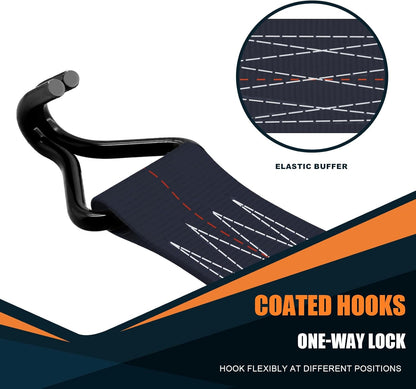 6 Pack 2 inch Ratchet Straps Heavy Duty J Hook 2 in x 15ft with Strong Ratcheting, Cargo Load Tie Down Strap 2200lbs Working Load for Trucks Black