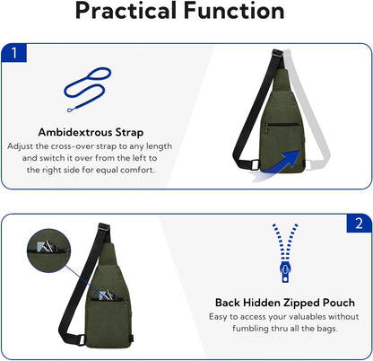 WATERFLY Small Crossbody Sling Backpack Anti Theft Backpack for Traveling Chest Shoulder Bag