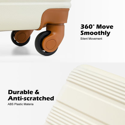 LONG VACATION 3 Piece Carry On Luggage 20 Inch Suitcase with Spinner Wheels, ABS+PC Hardshell Suitcase set with TSA Lock & YKK Zipper