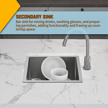 Small Kitchen Sink, 18x18 In Bar Sink Stainless Steel Undermount Small Kitchen - Image 6