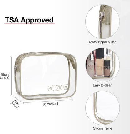 BAGSMART Toiletry Bag Hanging Travel Makeup Organizer with TSA Approved Transparent Cosmetic Bag Makeup Bag for Full Sized Toiletries, Large-Camel