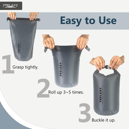 Frelaxy Waterproof Dry Bag 2 Pack/3 Pack, Lightweight Portable Dry Bags, 5L & 15L & 25L Durable Dry Sack Set Keep Gear Dry for Hiking, Camping, Boating, Backpacking, Kayaking (3 Pack - Gray)