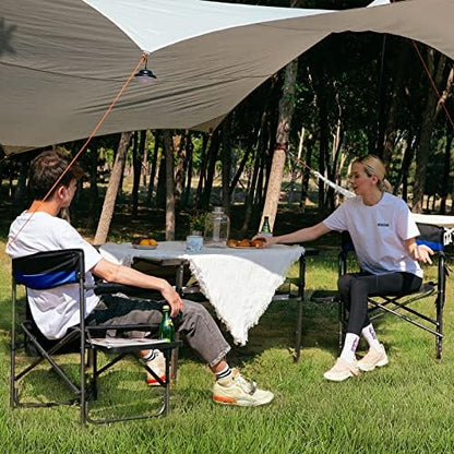KingCamp 2-Pack Directors Camping Chair with Padded Folding Portable Seats, Blue