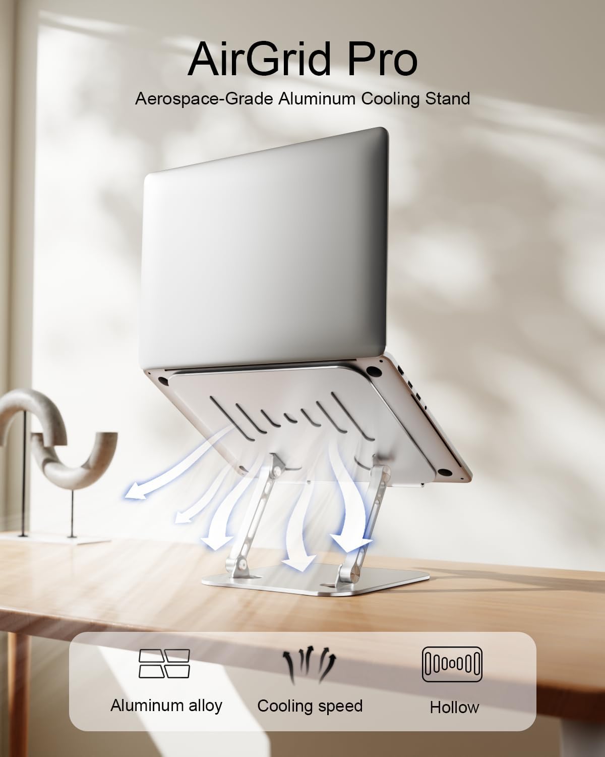 Laptop Stand for Desk Adjustable Computer Stand Foldable Laptop Riser Notebook Holder Adjustable Height for MacBook PC Computer Notebook Office Desk Accessories 10-17 Inch