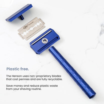 Henson Shaving Razor - Tan Double Edge Safety Razor with 5 Spare Blades - 30° Angled Precision With Superior Blade Rigidity- Reusable Single Blade Razors For Men and Women - Mild Aggression