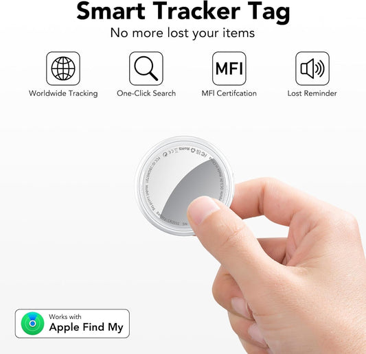 2025 New [Apple MFi Certified] (iOS Only) Air Tracker Tags-4 Pack, Bluetooth Tracker for Apple Find My, Replaceable Battery, Key Finder and Item Locator Smart Tag for Keys, Bags, Luggage, Pet (White)