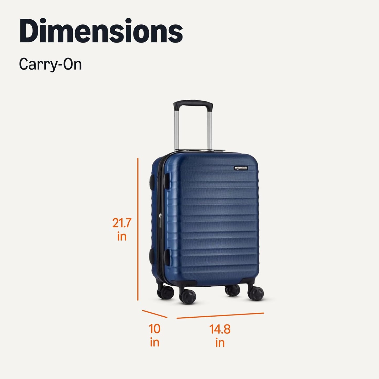 Amazon Basics 21" Hardside Carry-On Luggage, Hardshell Suitcase With Wheels, Expandable For Up to 25% More Space, With Scratch-Resistant Surface, Four Multi-directional Wheels, Navy Blue