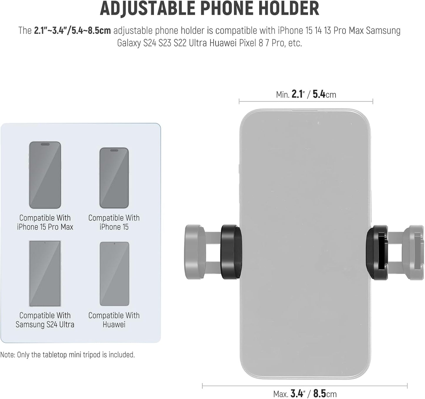 NEEWER TP09 Carbon Fiber Mini Tripod Compatible with iPhone, 20" Lightweight Compact Travel Desktop Tripod Stand with Ball Head, Phone Holder, Remote for Phone DSLR Camera Video Camcorder Webcam