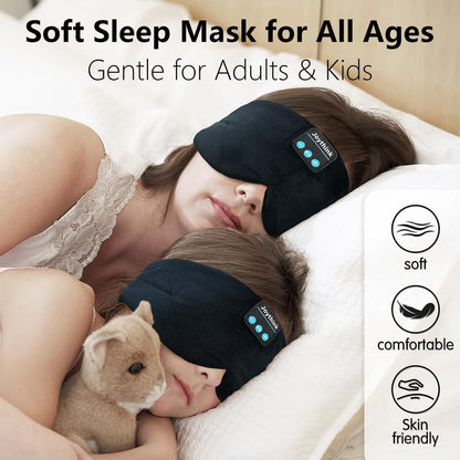 Joythink Sleep Headphones Sleep Mask Kids Children Wireless Music Eye Mask Sleeping Headphones Headband for Side Sleepers Silk Sleep Mask with Wireless Headphones Ultra-Thin Stereo Speakers