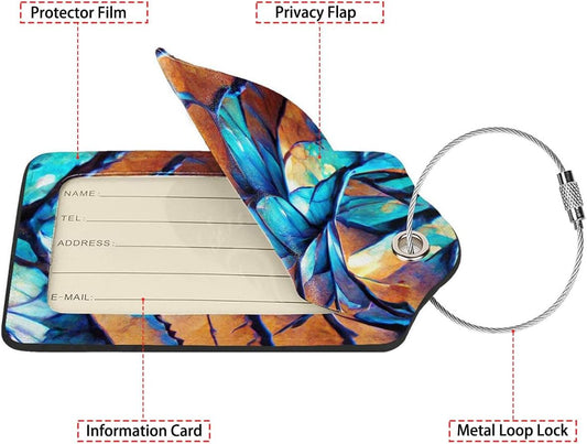 Dragon Scale Luggage Tags for Suitcases,2 Pack Luggage Tag, Leather Stainless Steel Loop Label Tag for Women Girl Travel Bag Suitcase