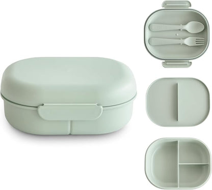 mushie Kids Bento Lunch Box | 3-Compartment & Removable Divider + Fork & Spoon by mushie