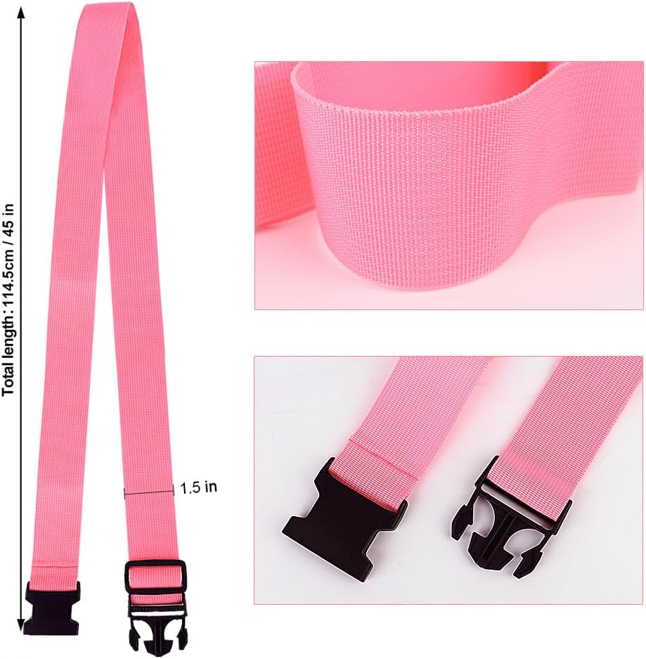 2Pack Luggage Straps for Suitcases, Travel Connector for Carry On Bag, Add Bag to Connect Two Suitcases, Adjustable Belt Attachment Accessories for Connect Your 3 Luggages, Pink