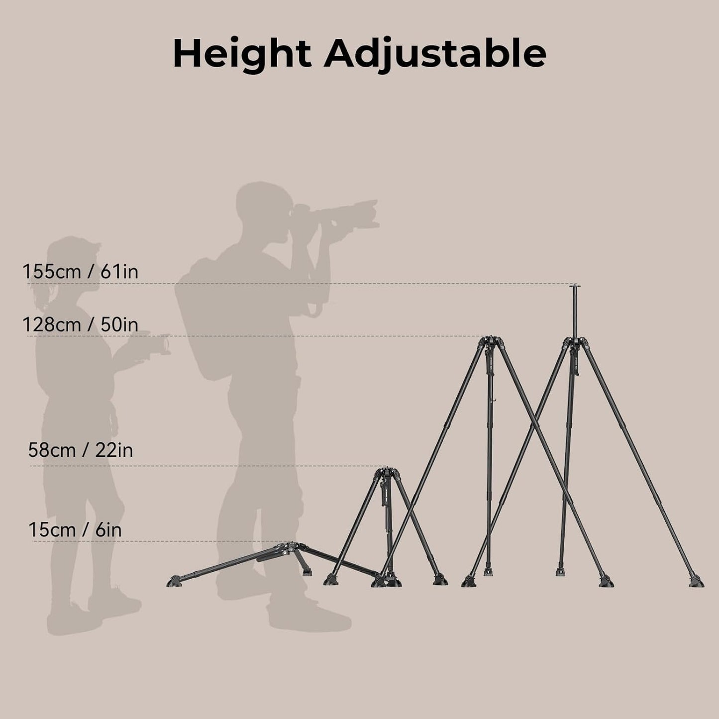 SmallRig x Potato Jet Tribex Hydraulic Carbon Fiber Tripod Fast Extend Camera Travel Tripod, Low Angle Photograph to 5.9in/15cm, Max Height 61in/155cm, Weight 5.7lbs, Load up 55lbs - 4858