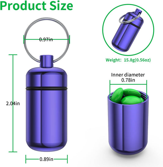 3 Pack Small Pill Box, Airtight Aluminum Alloy Pill Organizer Travel Pill Case for Purse Portable Medicine Box Bottle for Medication, Fish Oil, Supplements Storage