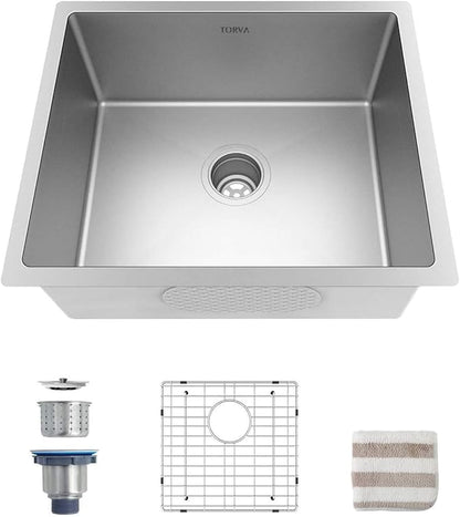 TORVA 22-Inch Undermount Kitchen Sink, Premium 304 Stainless Steel Bar Sink by TORVA